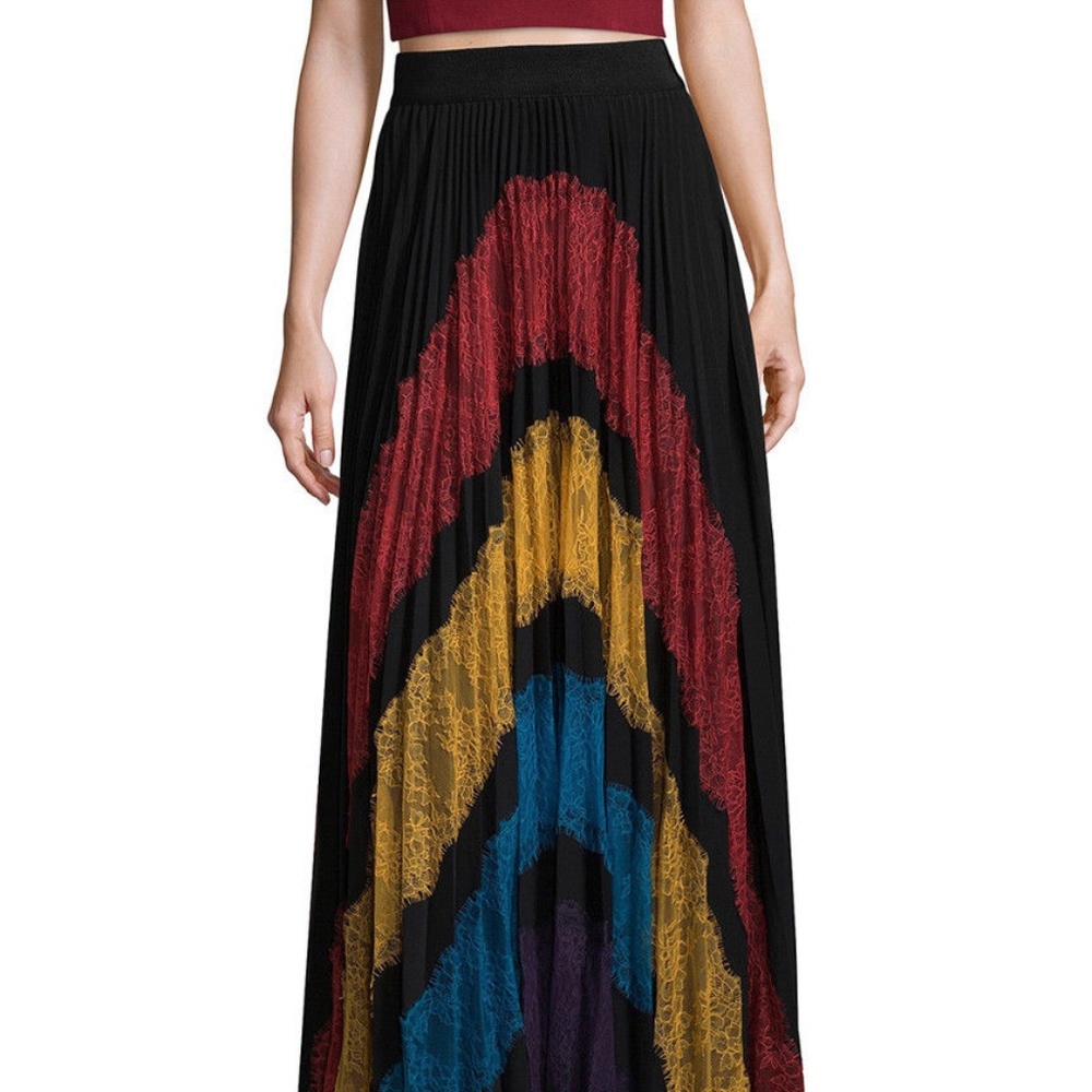 NWT-Alice+Olivia Romona Pleated Maxi Skirt